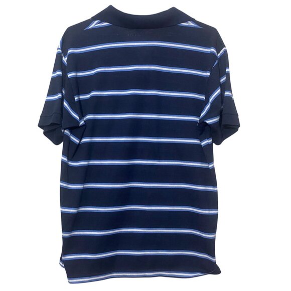 Lacoste Mens Polo Shirt Size 5 Large Navy Blue and Light Blue Striped Cotton Pol - Picture 2 of 4
